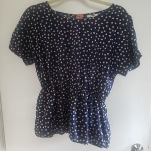 Blue Polka Dot Blouse Size Medium